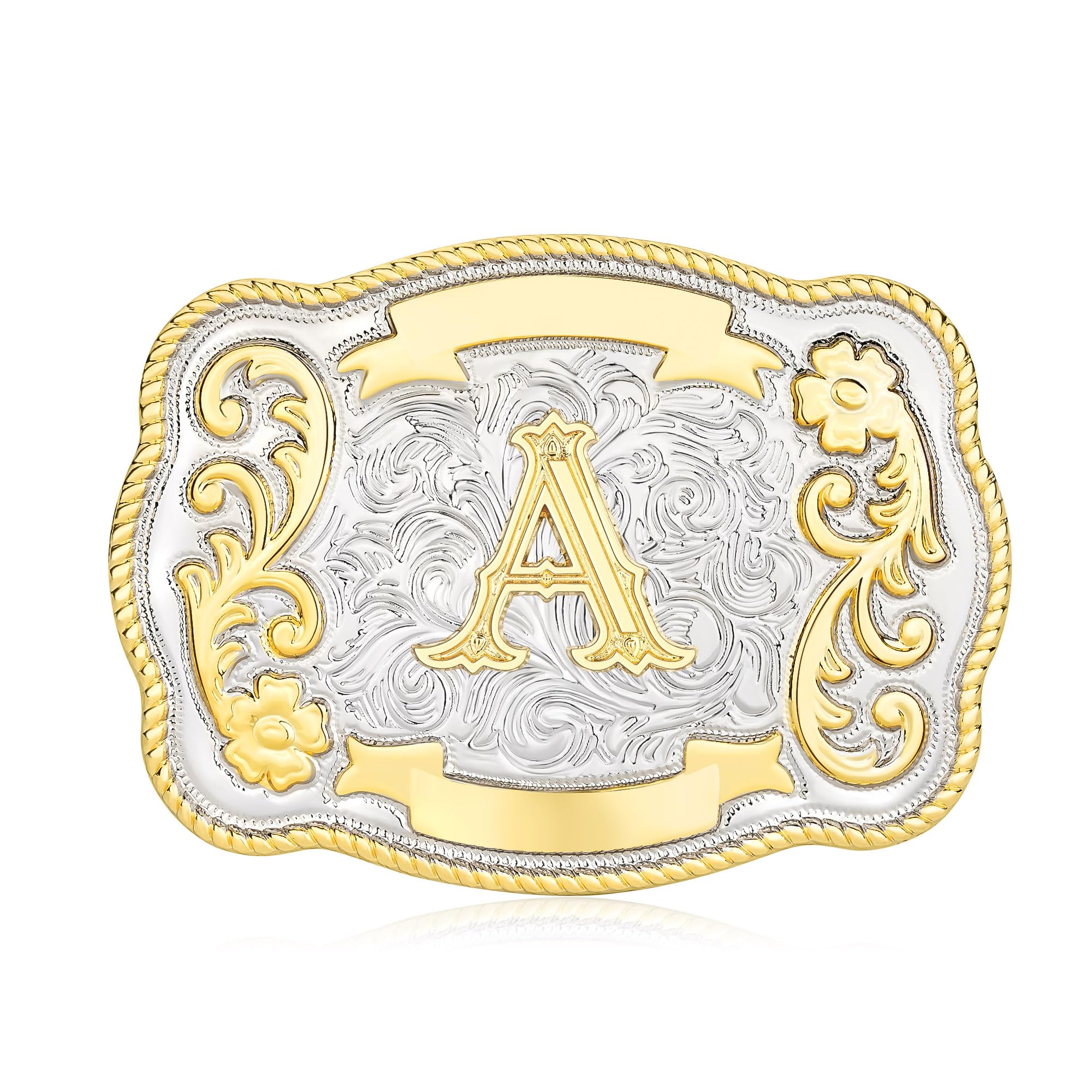 Vintage Belt Buckle Men Western Cowboy Rodeo Initial Letter ABCDMRJ to Z Golden Belt Buckles for Women