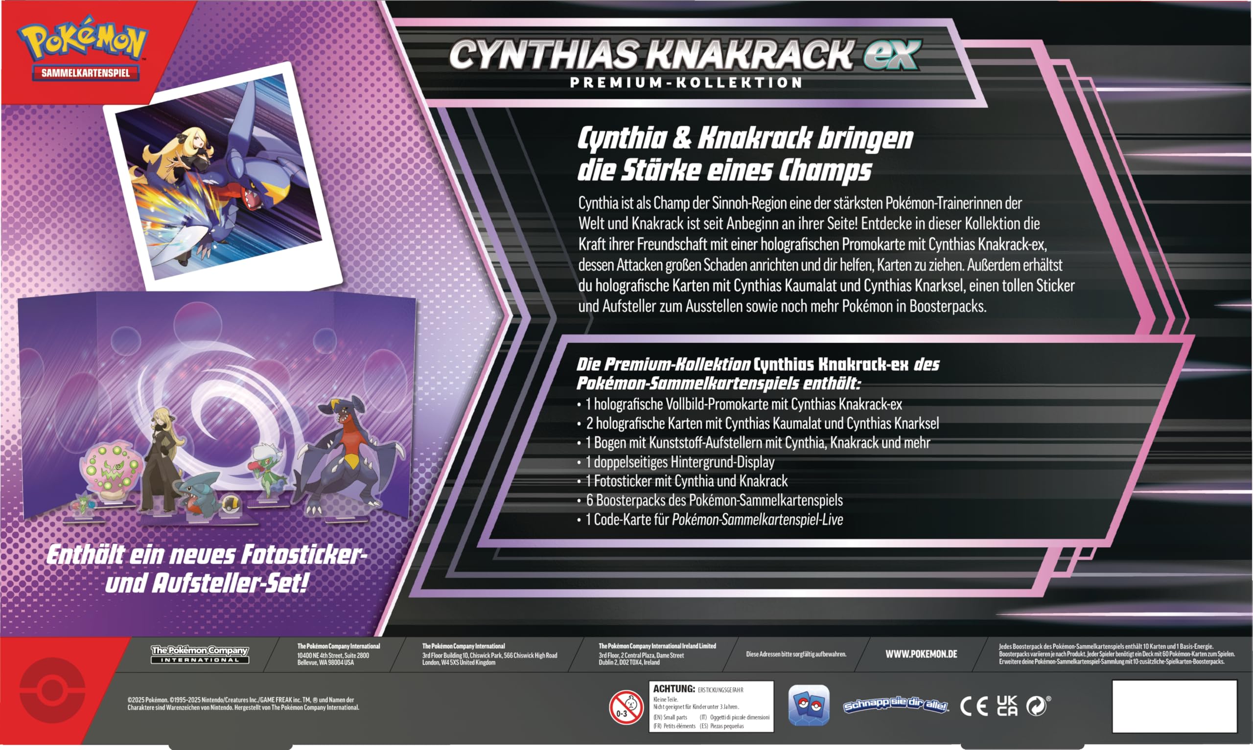 Pokémon-Sammelkartenspiel: Premium-Kollektion Cynthias Knakrack-ex (3 holografische Karten und 6 Boosterpacks)