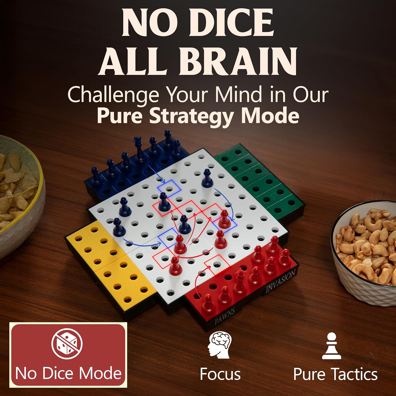 Family Board Games for Kids and Adults I Strategy Board Games for Adults and 8+ - Pawns Invasion Boards Game with Multiple Game Modes, Easy to Learn Rules, Great for Family, Party, or Casual Play