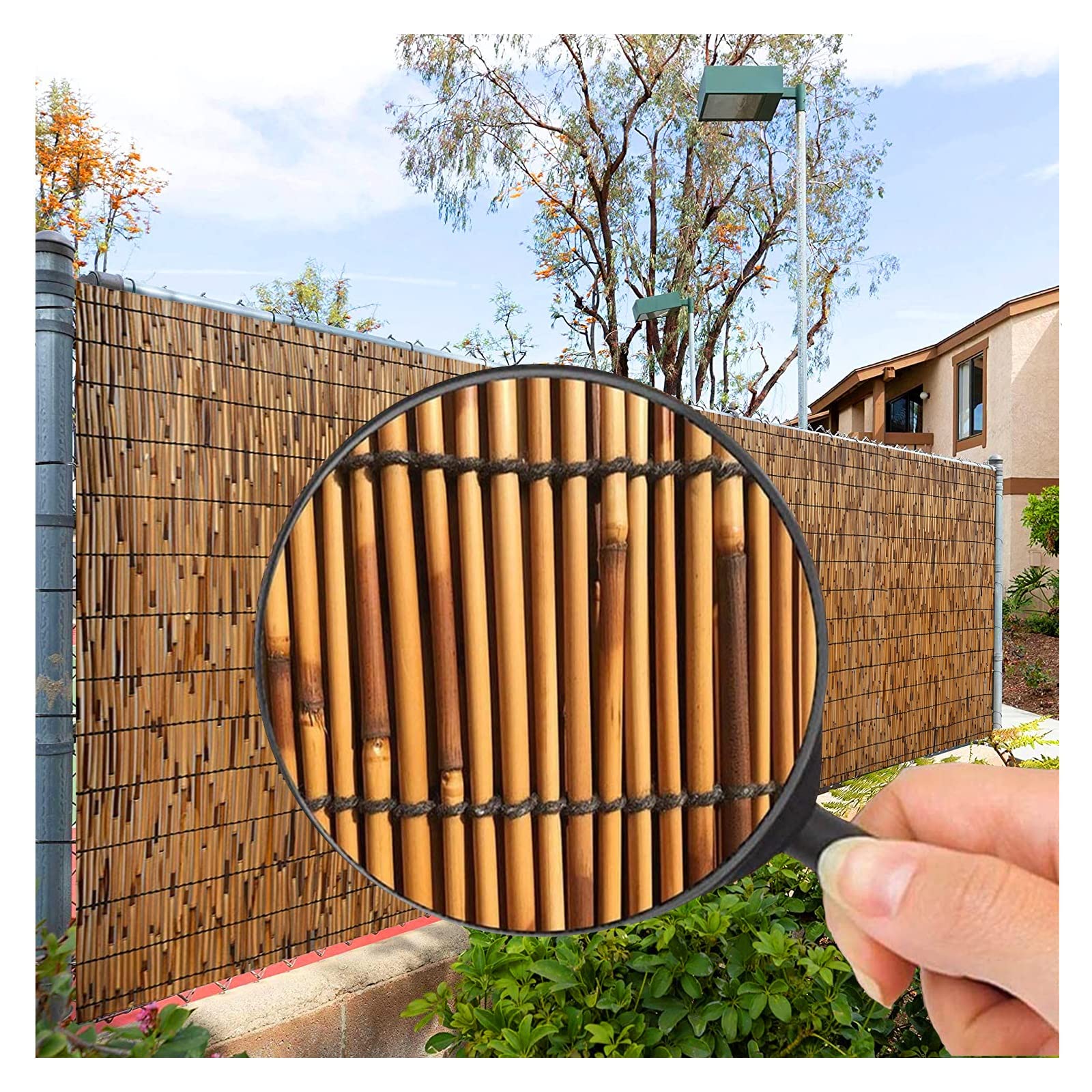 Natural Reed Fence Hand-Woven Reed Screening Reed Screening Roll, Garden Privacy Fence PanelsοΌOutdoor Bamboo ShadesοΌFence Panels Patio/Balcony/Outdoor Space Protective Screen