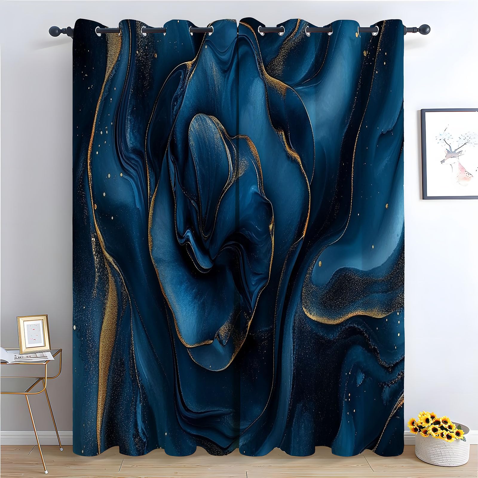 WIKEO Floral Curtains Vintage Abstract Floral Forest Printed Room Darkening Curtain for Bedroom, Privacy Eyelet Thermal Insulated Green Curtain for Girls Room-52 W x 96" L (Pack of 2)