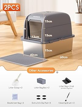 family cats　0618 MeoWant Kuweta dla kota ze stali nierdzewnej, duża pojemność