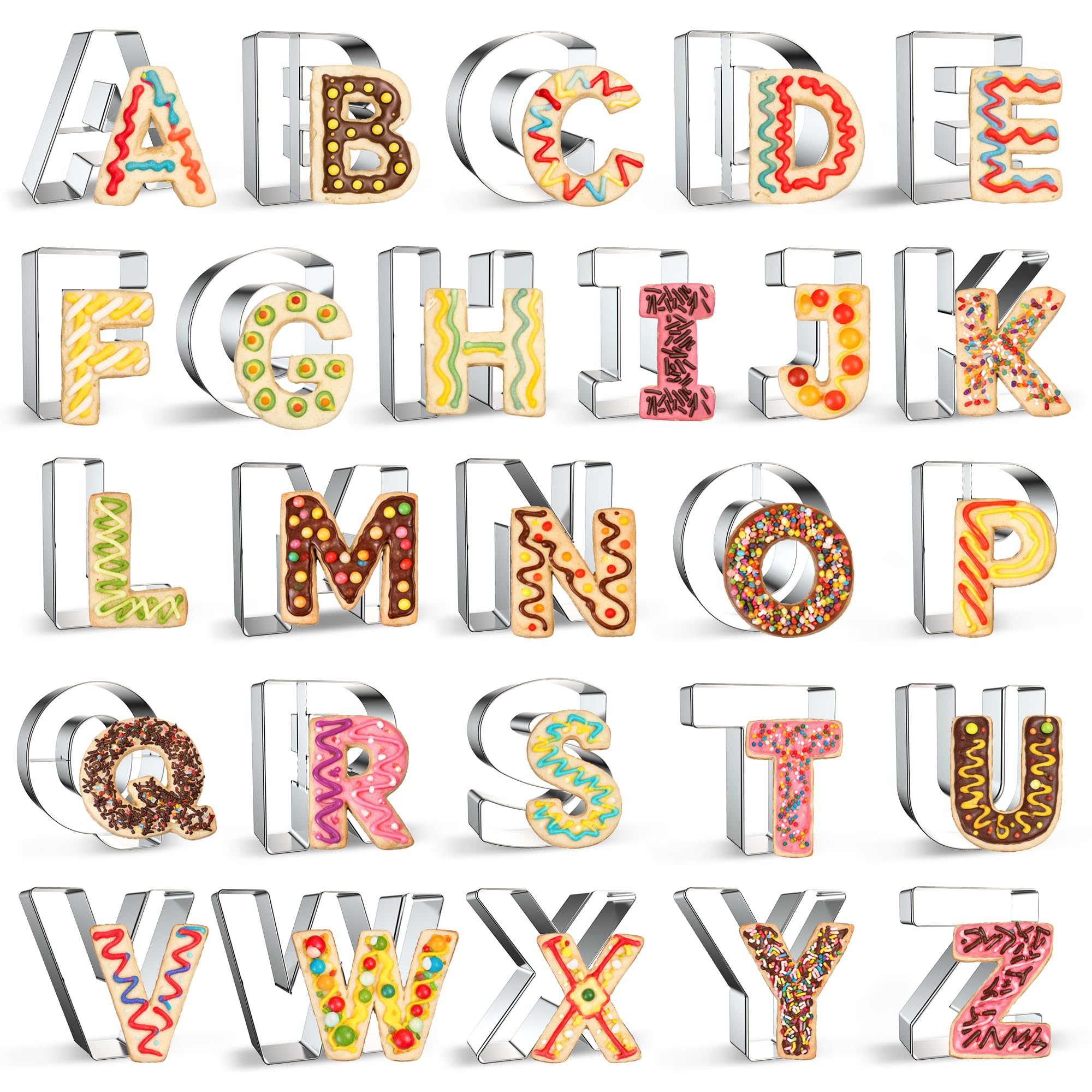 FUSOTO 3 Inch Alphabet Cookie Cutters
