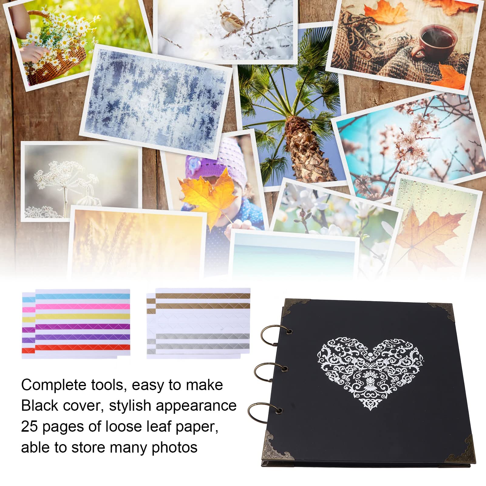 Booking Kits, DIY Album photo, 25 pages annuelles avec fer à repasser, outils complets pour mariage Tl Anniry, couverture noire classique avec mode