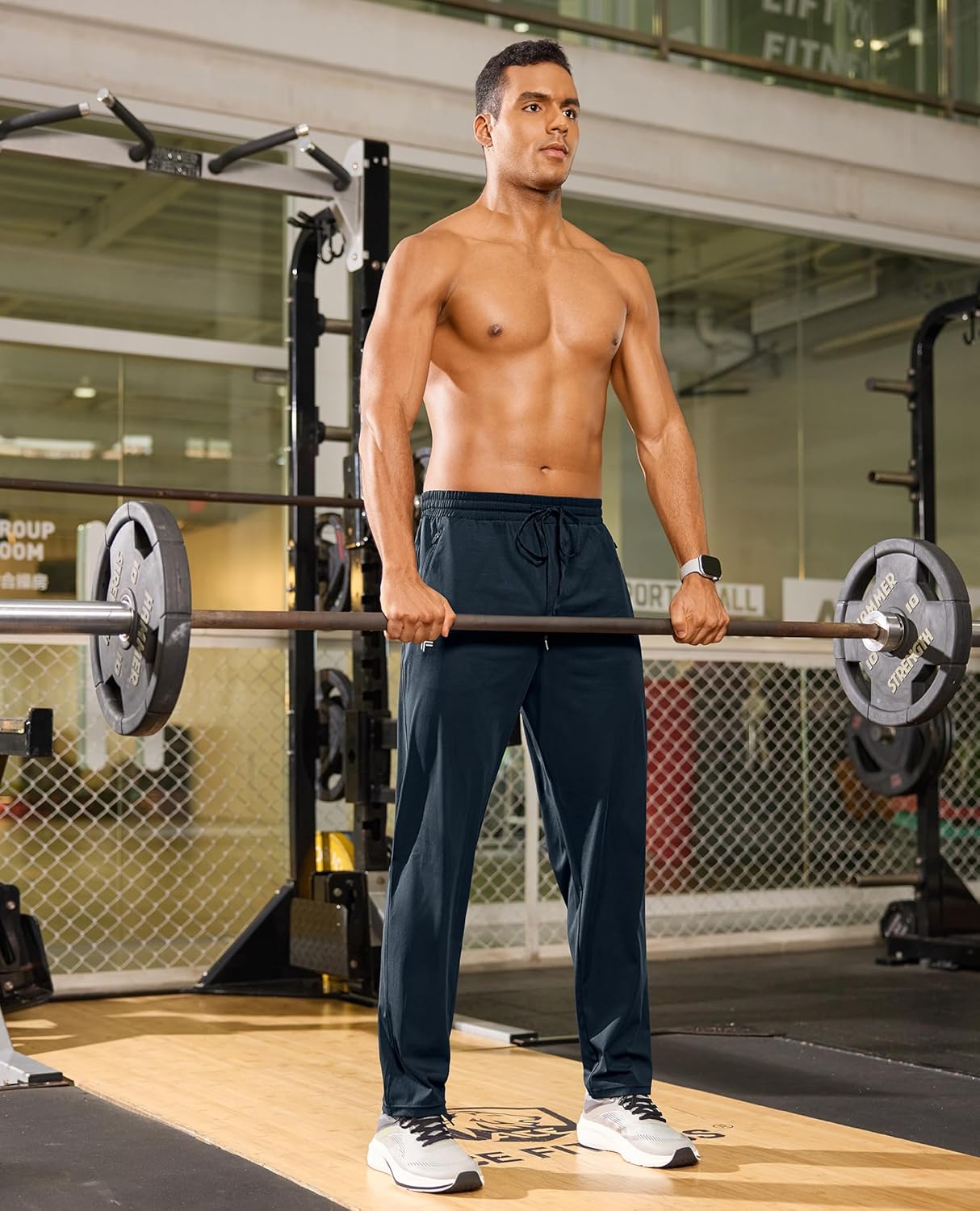 Mens Joggers Lightweight with Zipper Pockets Quick Dry Sweatpants for Running Track Casual Gym Workout - Image 3