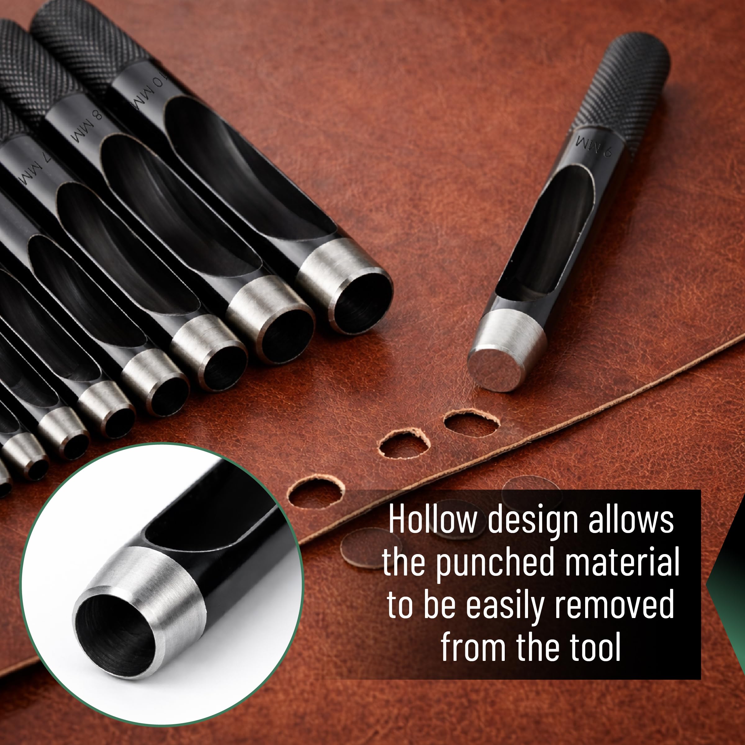 UNCO Leather Hole Punches - 10 Piece Set -5