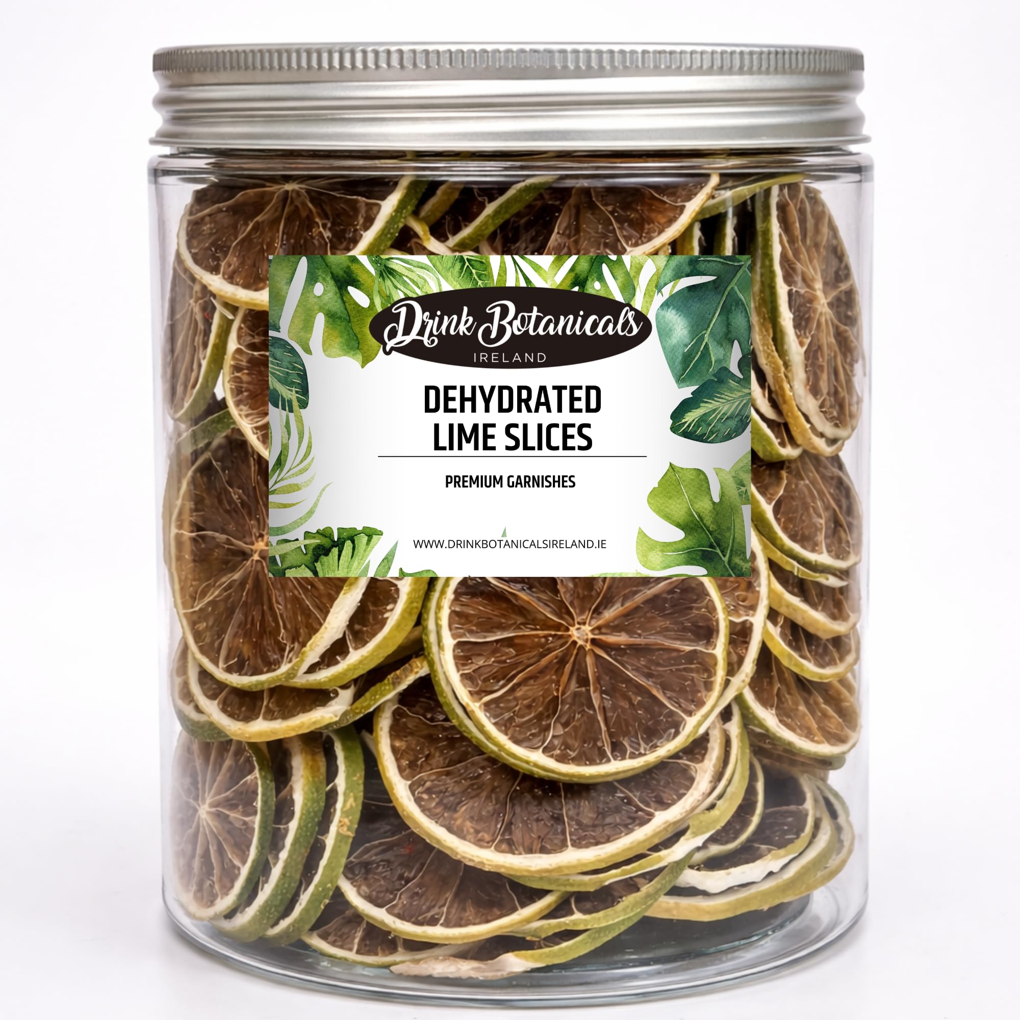 Dehydrated Dried Lime Slices Wheels | 50 + Servings Approx. | 100% Natural No Added Sugars | Cocktails, Wreath Making, Tea, Cakes, Garnish Decoration | Limes For Cocktails | PET Jar |4.9 OZ, 140 Grams