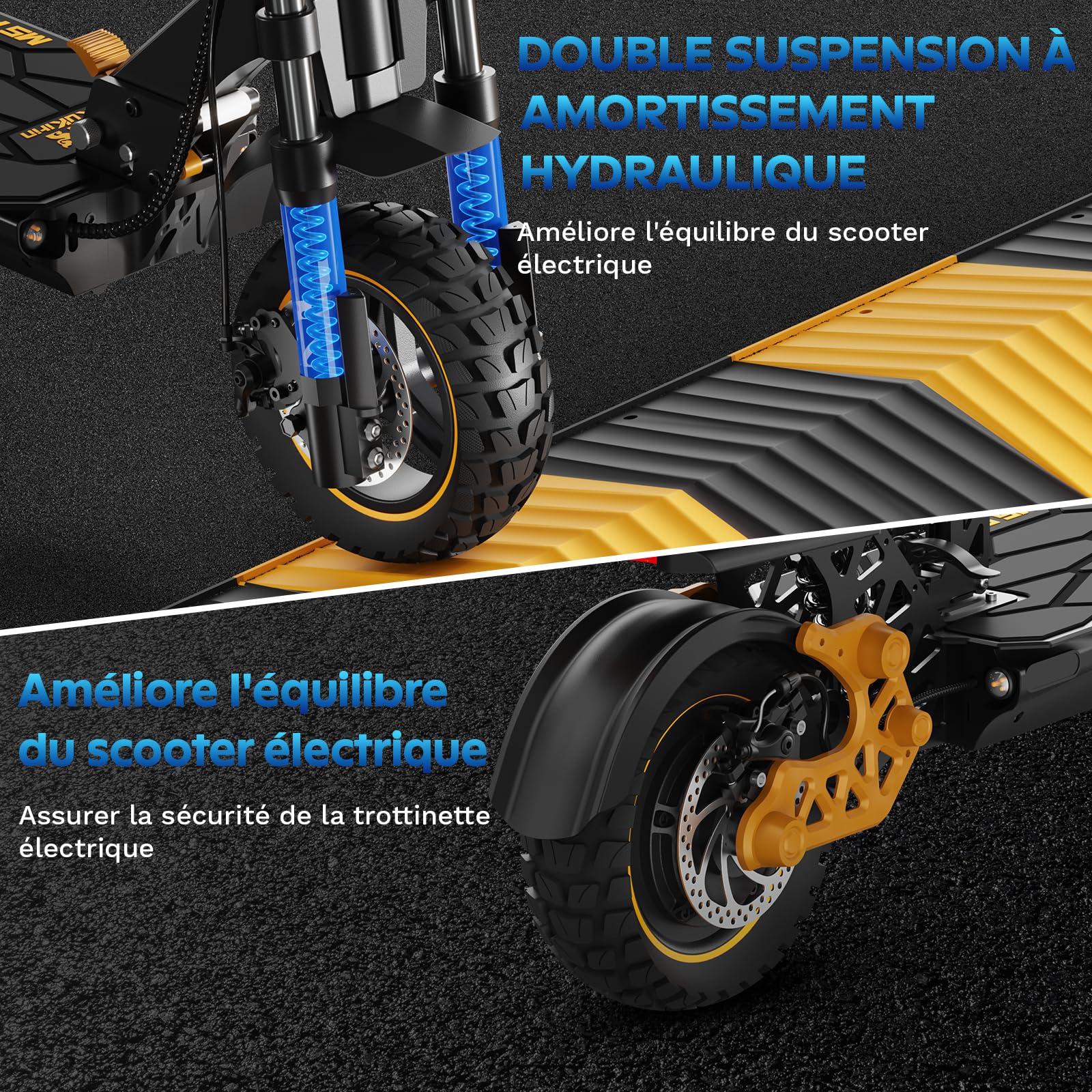 M5 Pro Trottinette Électrique, Batterie 48v 20.8Ah, Autonomie Max 70-80KM, Pneus Tout-Terrain 11 Pouces, 3 Modes De Vitesse, Écran Intelligent