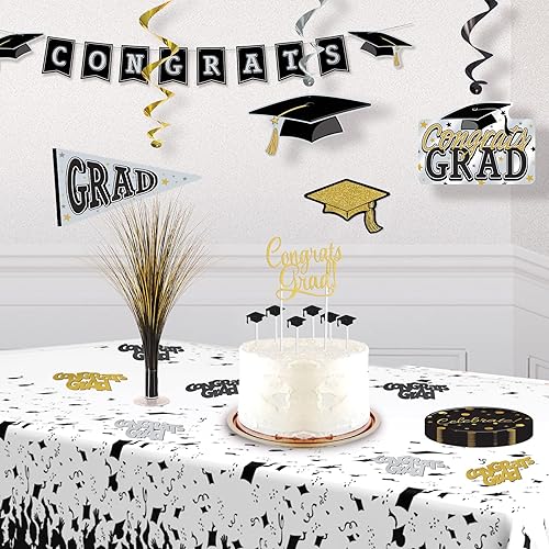 Miniatura 4 de Beistle 12 piezas de 2 x 5 pulgadas, decoraciones de graduación de felicitaciones de plástico gigante, suministros de decoración de mesa de confeti