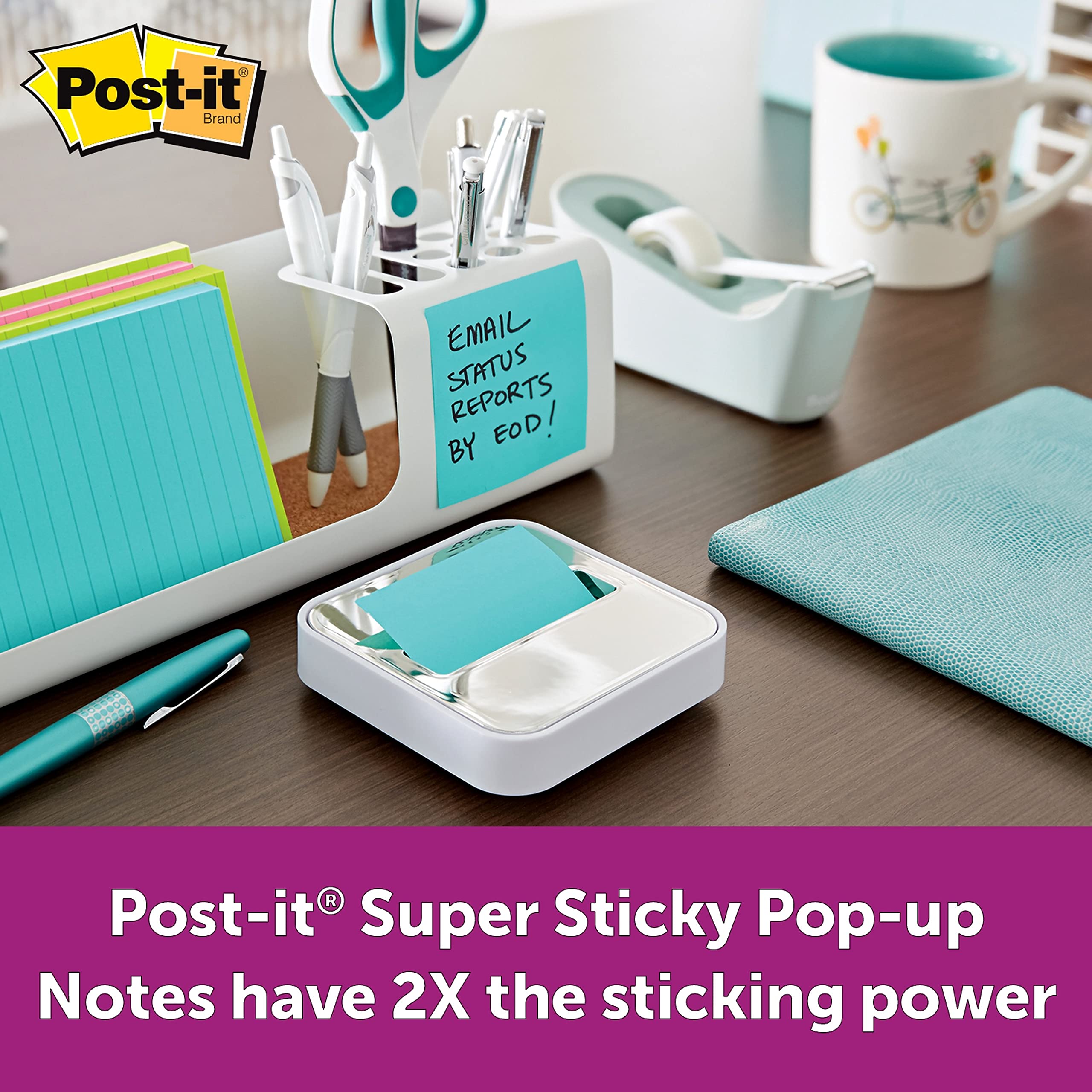 Post-it Pop-up Notes Super Sticky R3306SSMIA Pop-up 3 x 3 Note Refill Miami 90/Pad 6 Pads/Pack