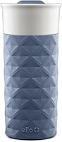 Ello Ogden 16oz Ceramic Travel Mug - BPA-Free, Insulated Silicone Boot, Splash-Proof Slider Lid, Dishwasher Safe, Evening Blue