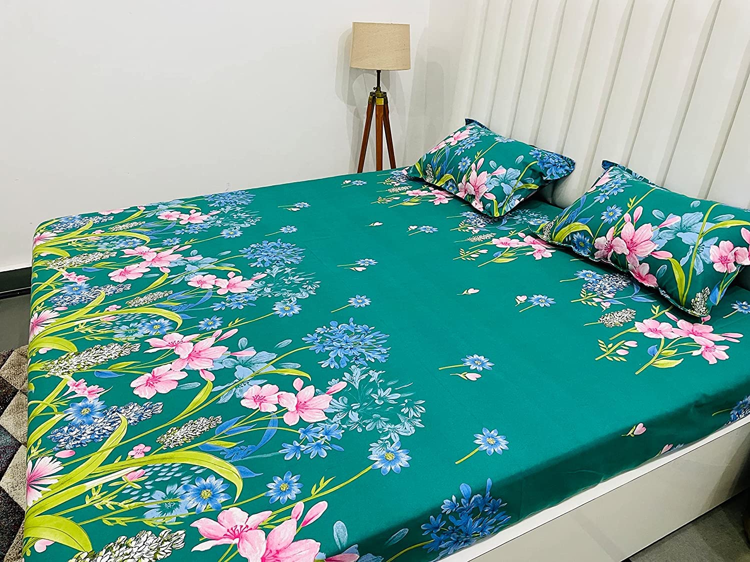 AVINYA® Cotton Feel Elastic Fitted Printed Queen Size Double Bed Bedsheet with 2 Pillow Cover(72"x72"x6") (Drak Green) (B0C72FBYDJ) Amazon Price History, Amazon Price Tracker