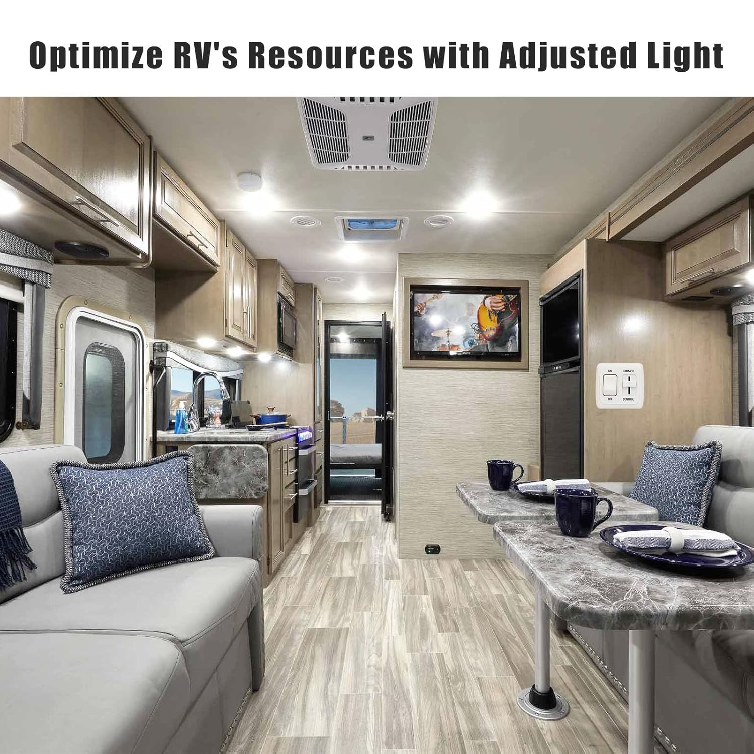 12V Dimmer Switch for Led Lights RV Light Switch with High-Side Dimmer (Large Slider, White, 2 Pcs)