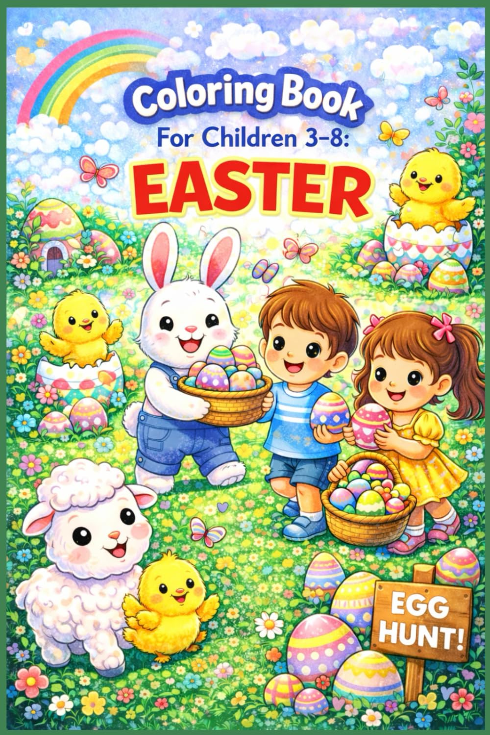 Coloring Book For Children 3-8: EASTER.: Cute and Fun Easter Coloring Pages with Bunnies, Eggs and Spring Joy