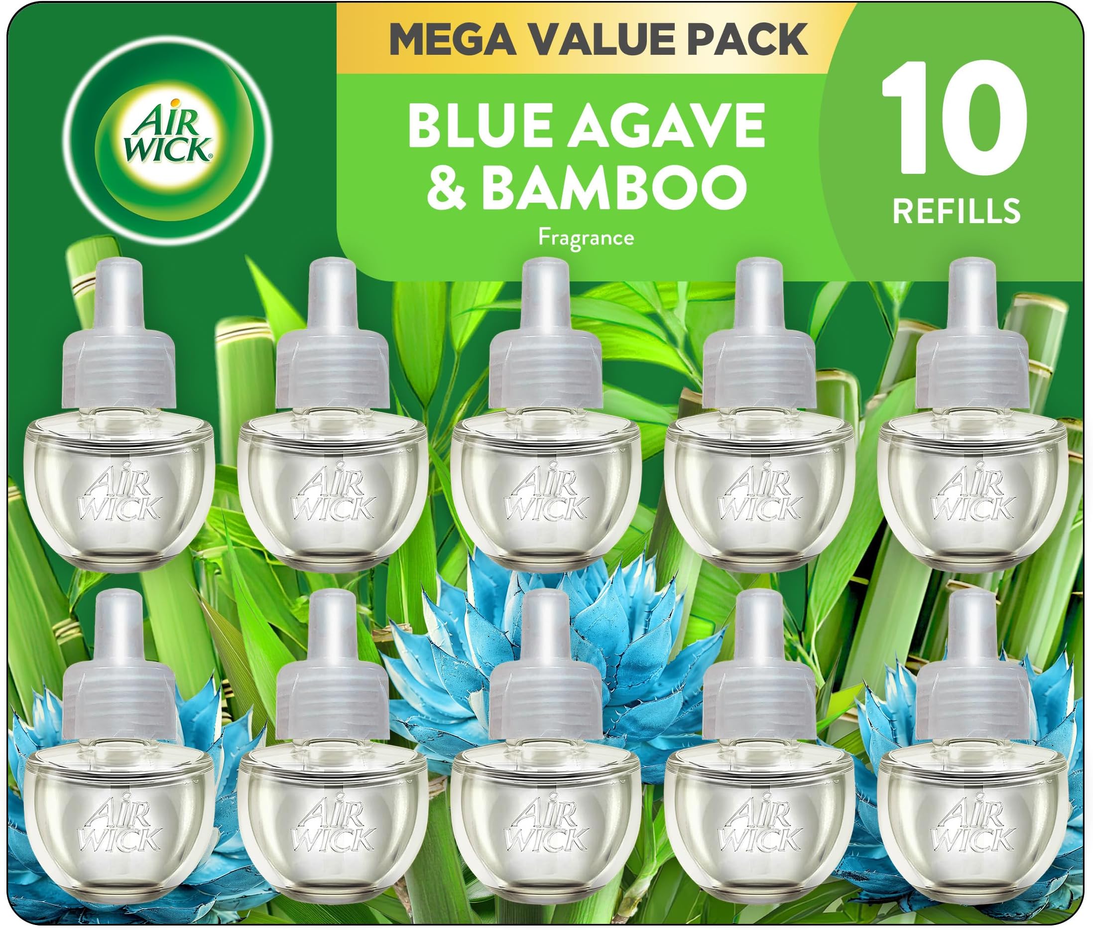 Plug in Scented Oil Refill, 10ct, Blue Agave and Bamboo, Air Freshener, Essential Oils