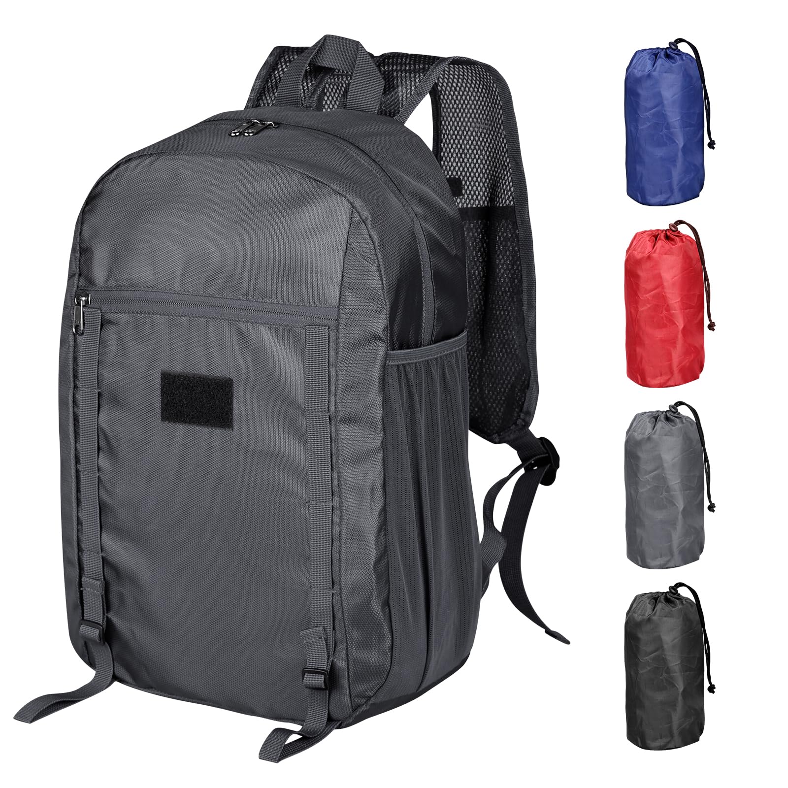 Generisch Kleiner Rucksack Wanderrucksack Herren 15L Klein Faltbarer Rucksack Wanderrucksäcke Leichter Damen Tagesrucksack Ultraleicht mit Brustgurt für Wandern Travel（Grau）