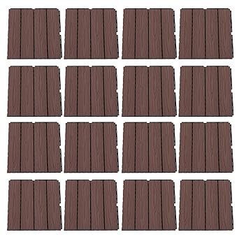 Interlocking Patio Deck Tiles, Interlocking Patio Deck Tiles Outdoor Flooring High Density Good Load Bearing Tight Connection for Porch Balcony (Ironing Grain)