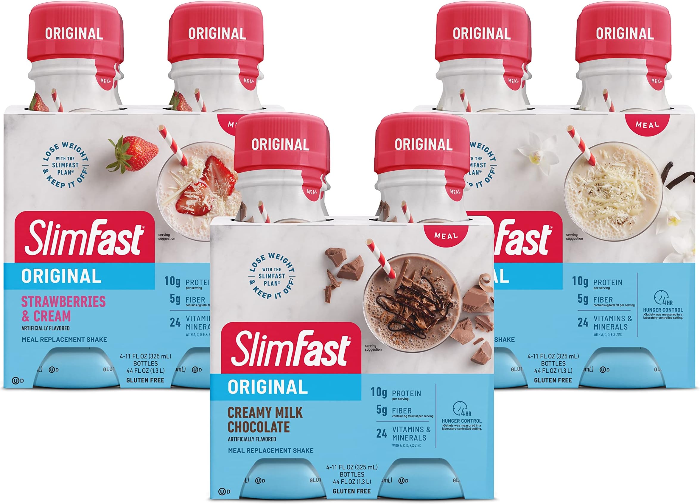 SlimFast Meal Replacement Shake, Protein Drink for Meal Support, Fan Favorites Variety Pack, Original RTD,11 Fl. Oz Bottles, 12 Count (Packaging May Vary)