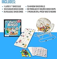 Vista 2 de Regal Bingo - Juego de bingo profesional con jaula de rueda de 11 pulgadas, 75 bolas de bingo, tablero maestro, 18 tarjetas de bingo y 25 tarjetas