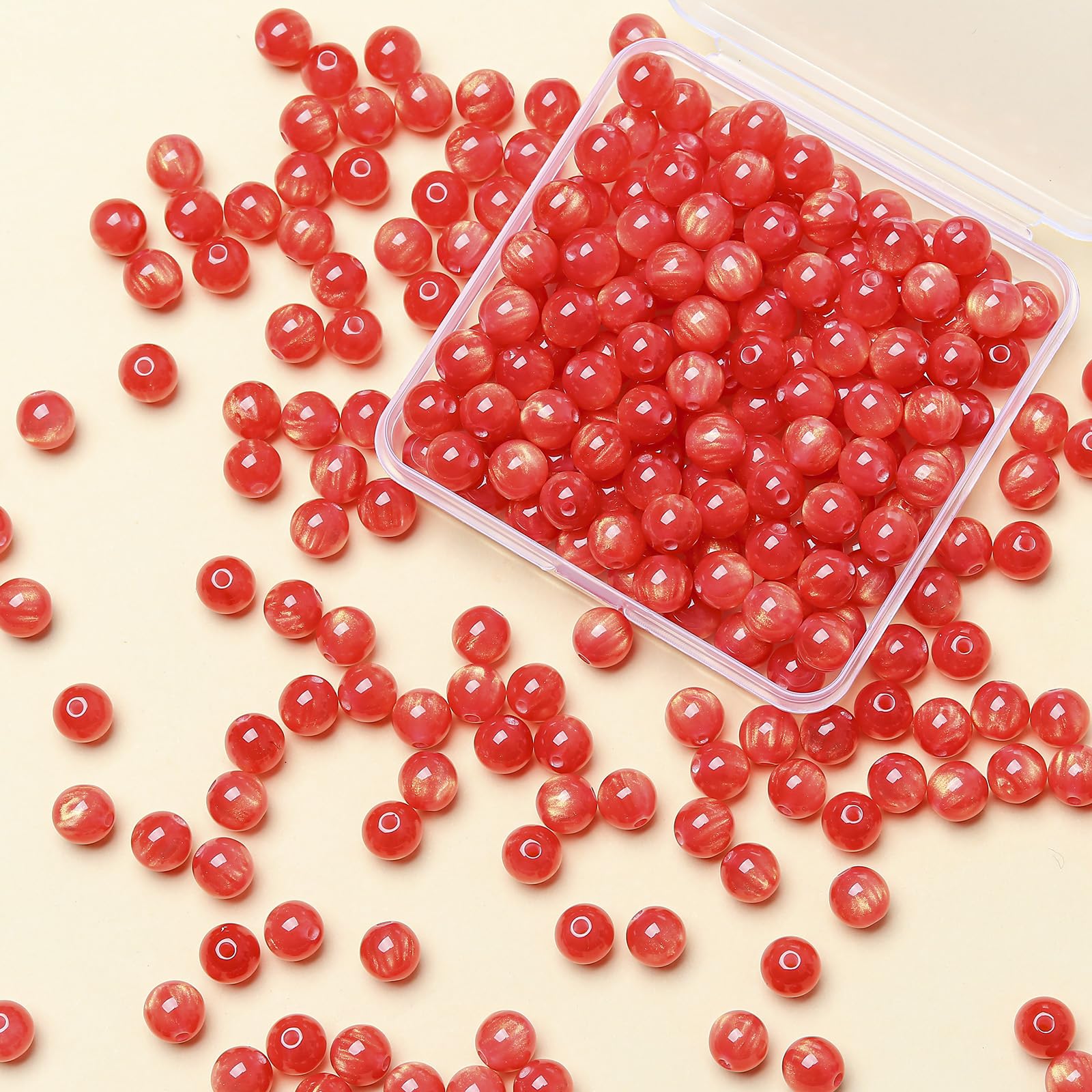 Gkelaly 8mm Red Glass Beads for Bracelet Making Bulk, 100pcs Round Crystal Beads for Jewellery Making, Necklaces and Earrings