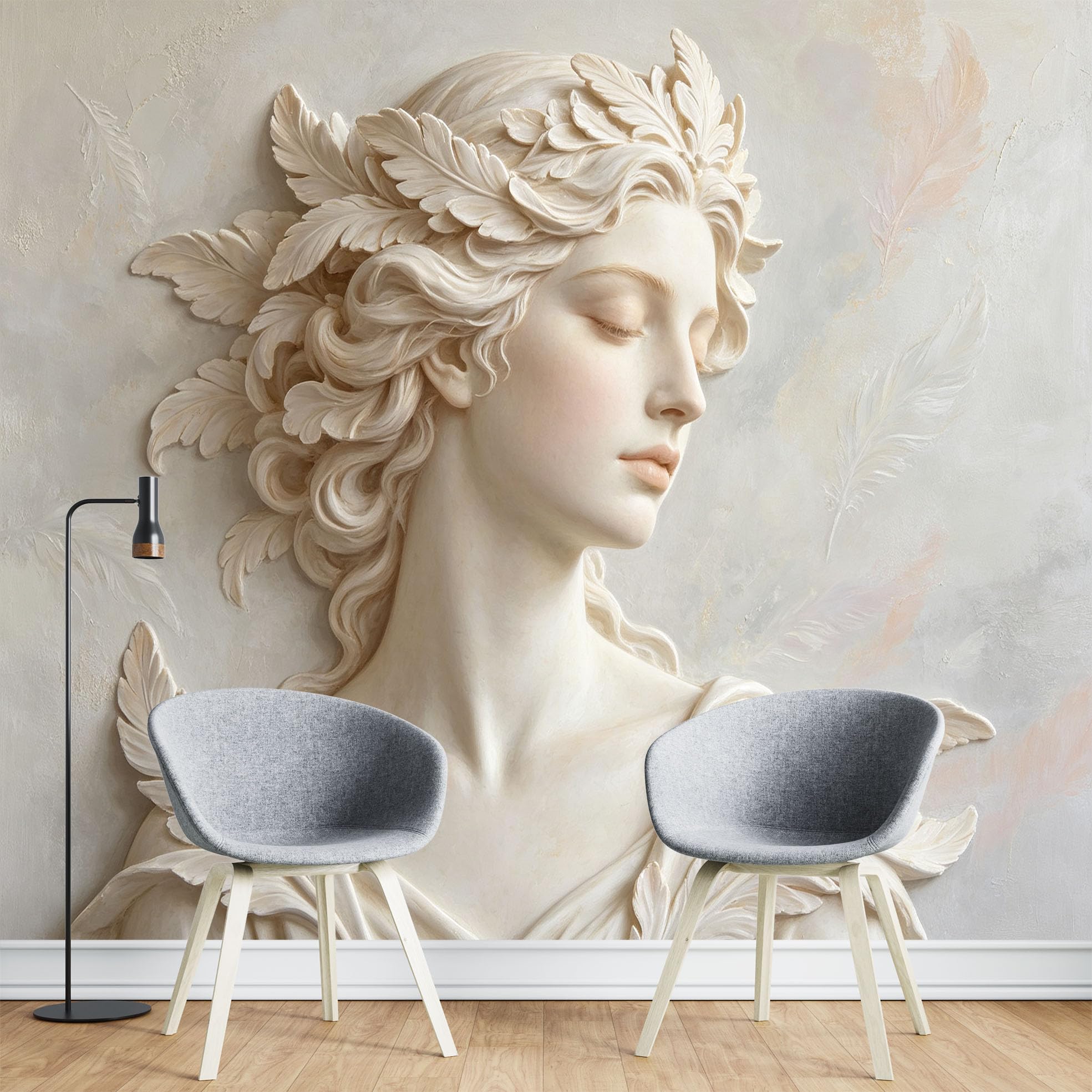 Fototapeten 3D Fototapete 500 x 280 Cmklassische Göttinnen Lorbeerkranz Tapete Wandbild Nicht Gewebt Moderne Wandkunst für Wohnzimmer Schlafzimmer Hintergrund