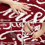 Vaukki Christmas Bathroom Rug Set 2 Pieces, Plush Microfiber X-Mas Non Slip Washable Red Bath Mat, Absorbent Bathroom Carpet for Shower,Tub and Toilet (Merry Christmas, 20''x32''+20''x32'')