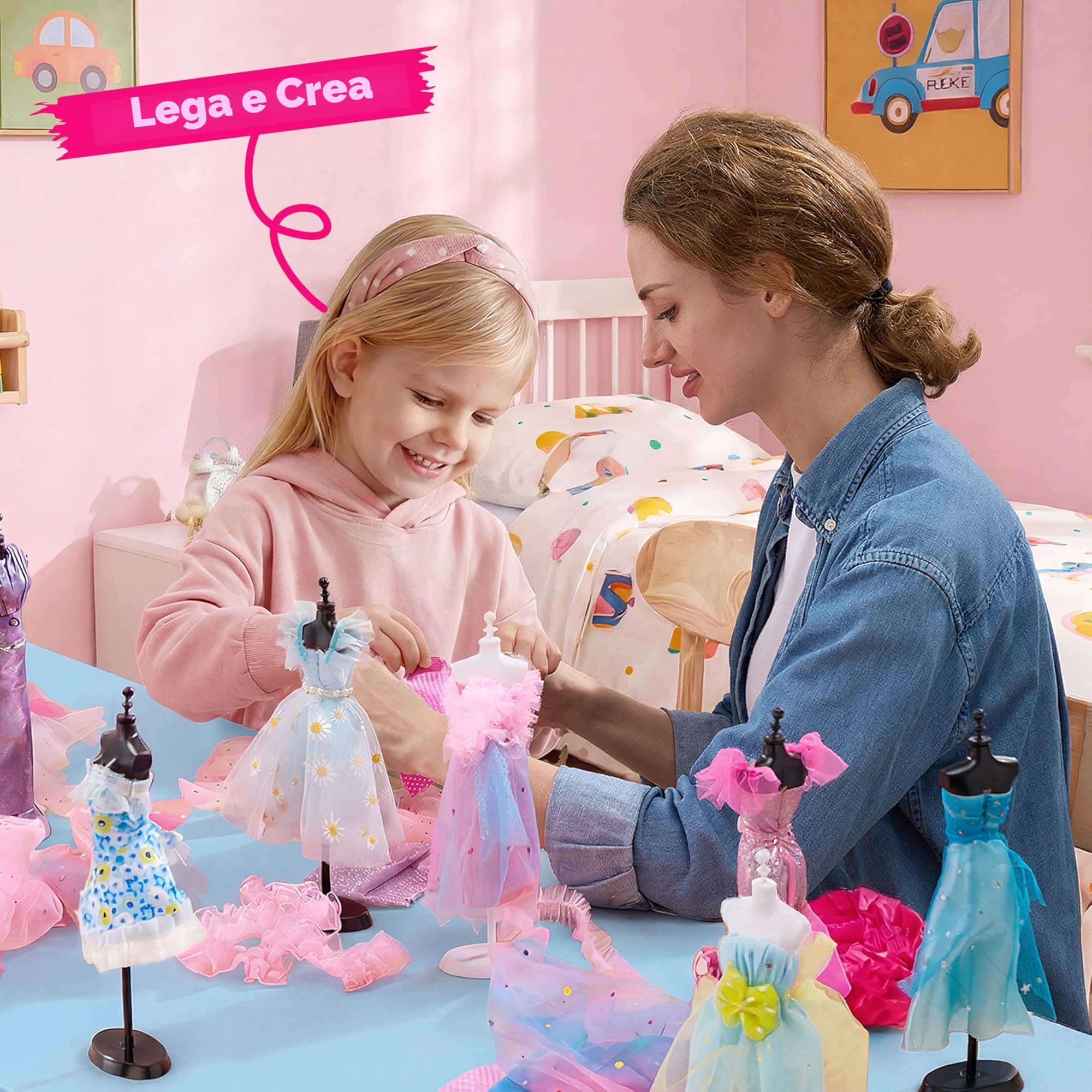 Klever Kit 400+PCSArtigianato di Design di Moda per Bambini Arte e Giochi da Faire da Te con 3 Manichini per Ragazze dagli 8 ai 12 Anni, Regali di Natale di Compleanno