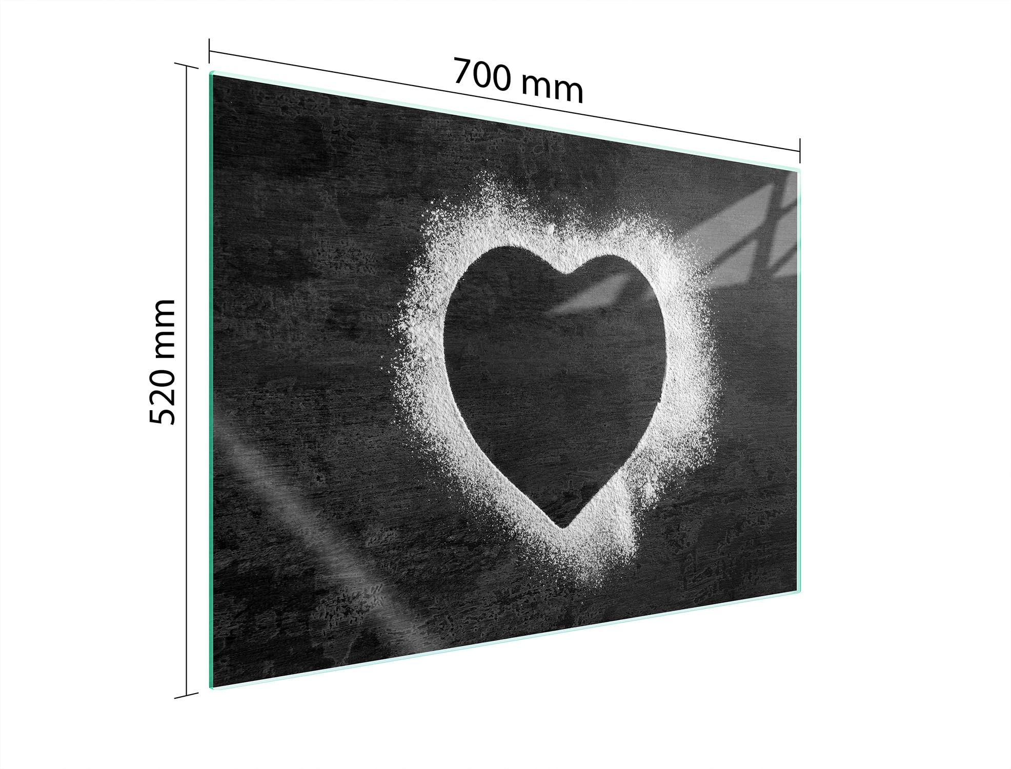 TMK ArtDeko Placa protectora de vitrocerámica 70 x 52 cm 1 pieza cocina eléctrica universal para inducción protección contra salpicaduras tabla de cortar de vidrio templado, Corazón