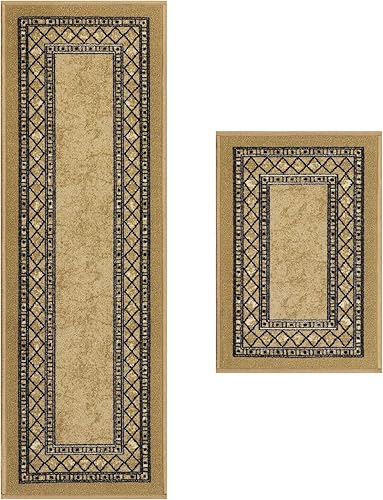 Miniatura 188 de Antep Rugs Alfombras modernas con bordes de 2 x 7 pies antideslizantes (antideslizante) de perfil bajo con parte trasera de goma para interiores