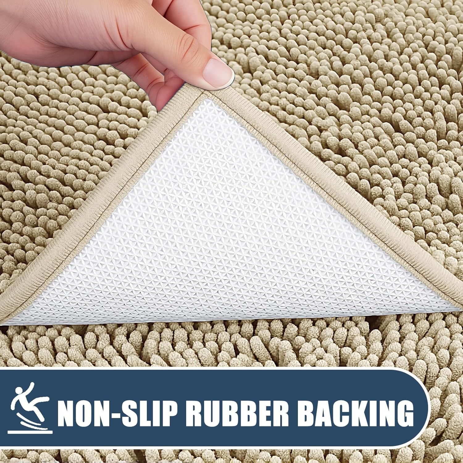 Bathroom Rugs Sets 3 Piece with Adjustable Toilet Seat Cover 19.5"x 18.5" Machine Washable Bath Rug Set with TPR Non Slip Rubber Backing Solid Bath Mat Set for Luxury Bathroom Decoration