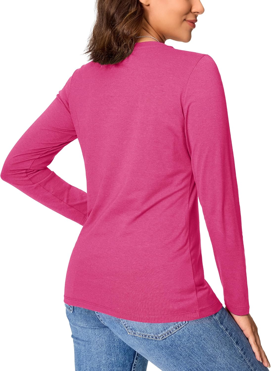 YUCOLEN Long Sleeve Shirts for Women Cotton Crewneck Casual T-Shirts Soft Basic Tee Long Sleeve Tops - Image 2