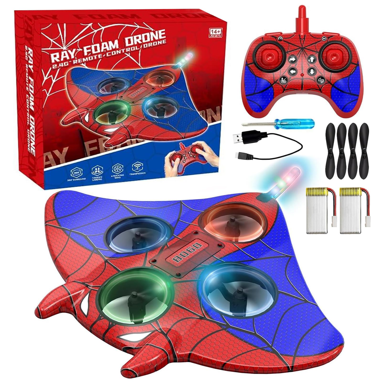 mini dron rc con luce led e controllo remoto
