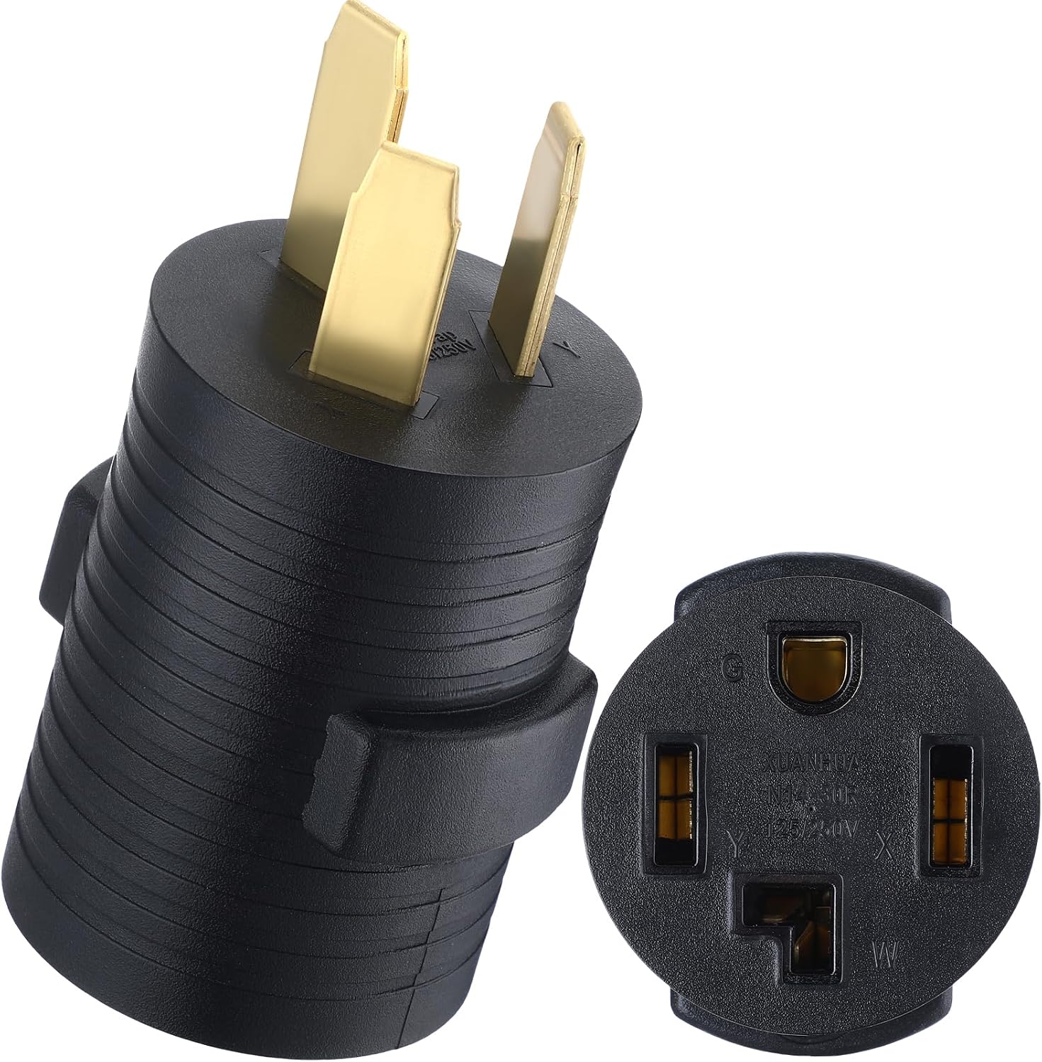 NEMA 10-50P to 14-30R 50Amp to 30Amp Dryer Adapter 3 Prong 4 Prong Compact 120V/240V 30 Amp Welder Dryer Cord Adapter for RV Camper Generator(Black)