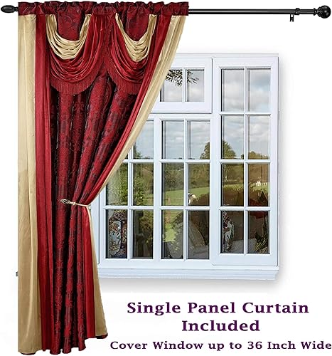 Miniatura 9 de v Bella - Panel de cortina jacquard de lujo con cenefa de cascada adjunta y bufanda de 54 x 84 pulgadas, color gris