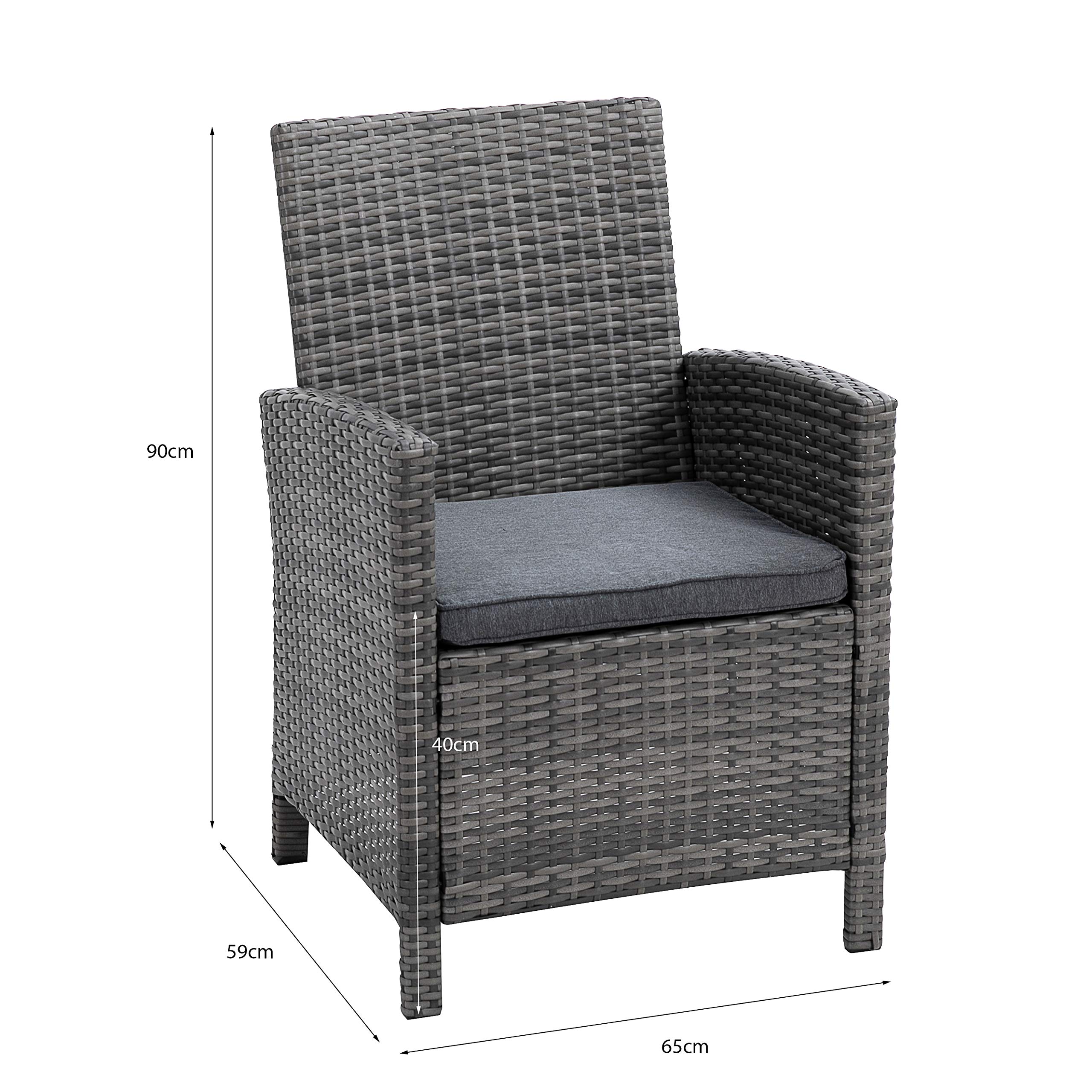 greemotion Fauteil de Jardin Tessin, Chaise de Jardin en Poly Rotin avec Accoudoirs, Fauteuil d’Extérieur Cadre en Aluminium, env. 65 x 90 x 59 cm, Gris