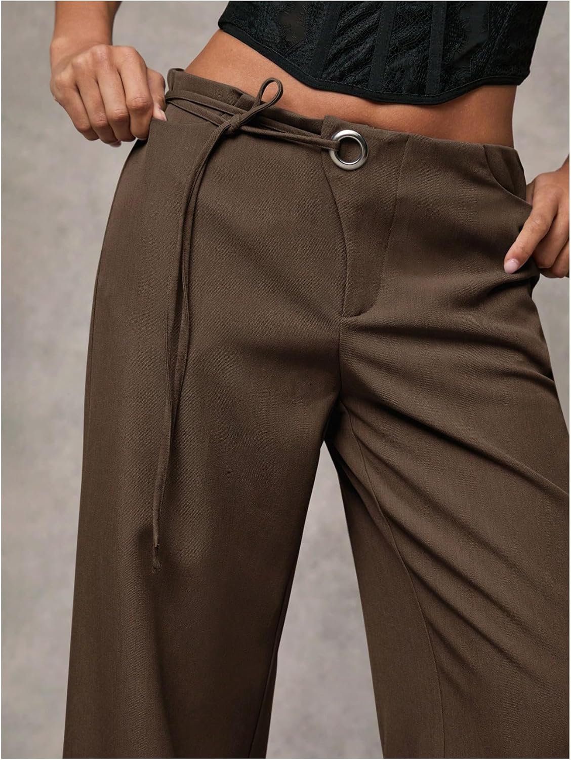 GORGLITTER Women's Low Rise Going Out Formal Dress Pants Wide Leg Work Slacks Pants Business Casual Outfits Trousers - Image 4