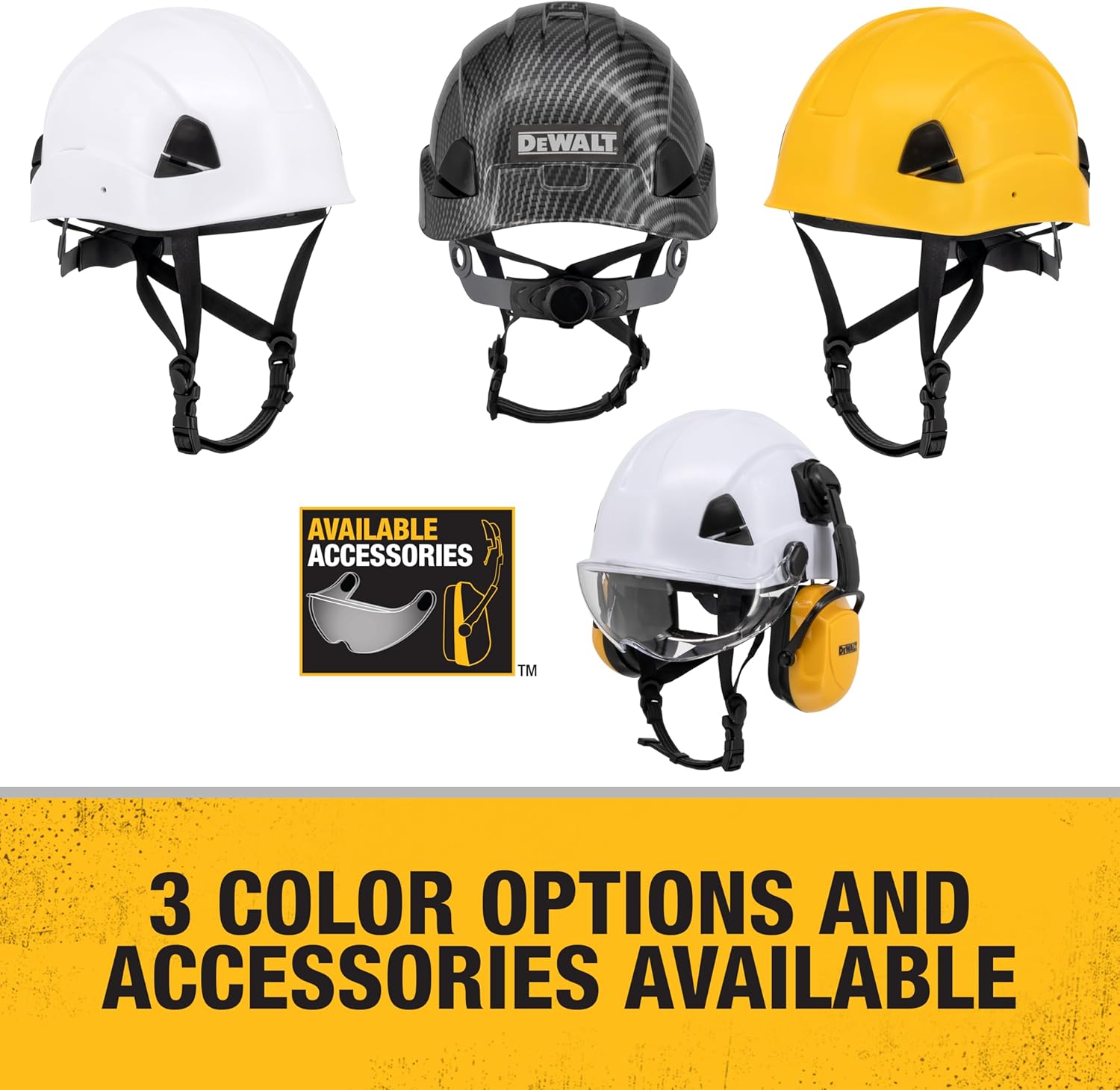 DEWALT Safety Helmet White Type II Class E | 4-Point Ratchet Suspension | Polycarbonate/ABS Shell | For Accessories Compatibility | Pack of 12