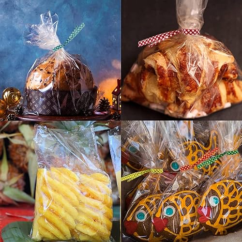 Miniatura 8 de Newkita Bolsas pequeñas de celofán de 4 x 6 pulgadas, bolsas de regalo transparentes para dulces y pasteles, bolsas de regalo con lazos de 4
