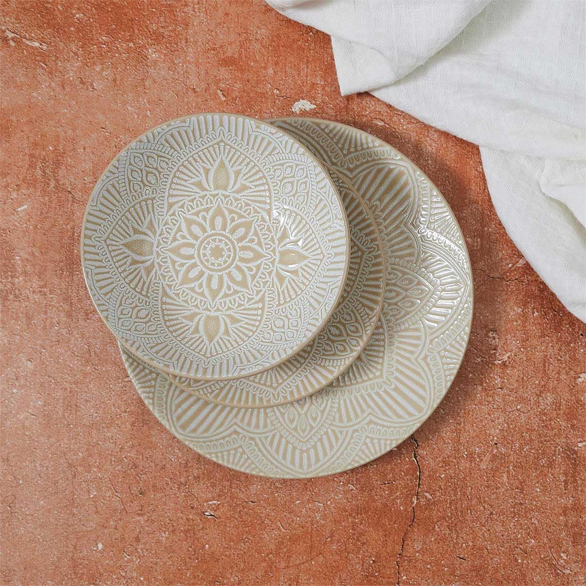 Lot de 6 Assiettes Plates Sahara 27cm Beige