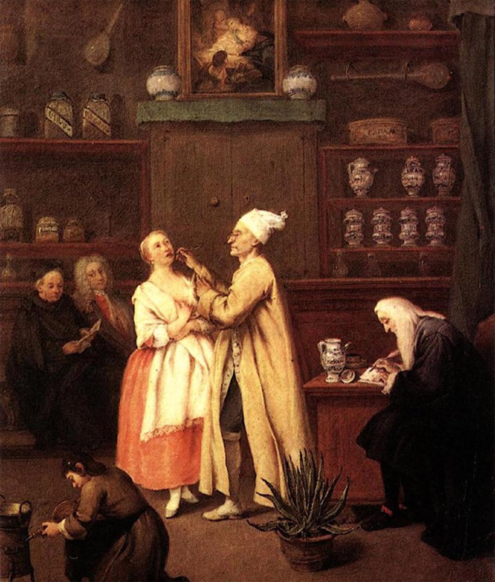 ARTXLXXBN Famous Art Print Poster Vintage Wall Art the Spice-vendor's Shop by Pietro Longhi Canvas Art Poster for Home Decor 60x90cm