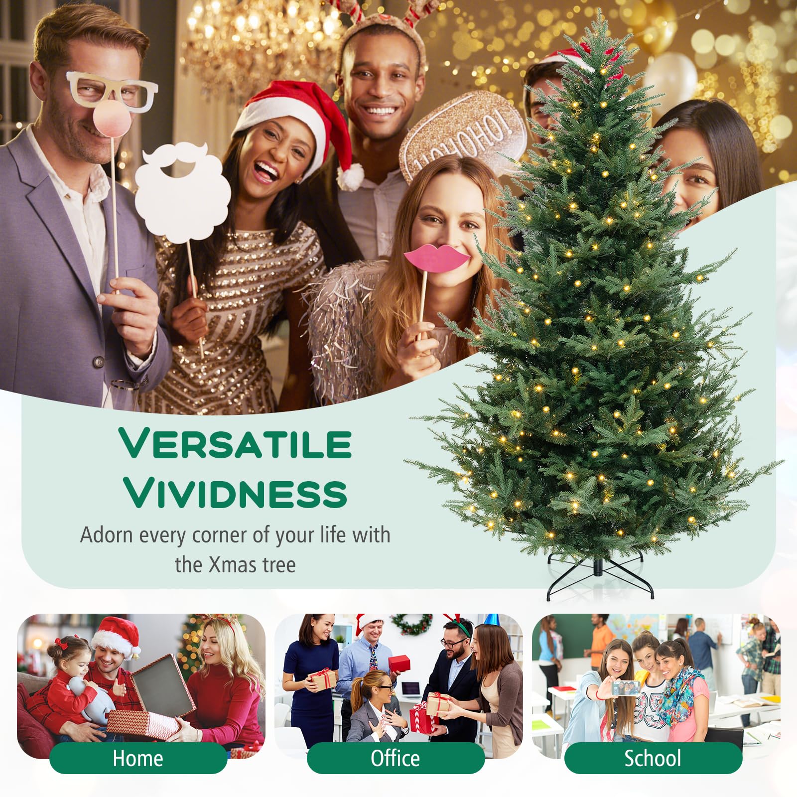KOMFOTTEU Sapin Noël Artificiel avec Lumières, 1480 Branches, 240 cm