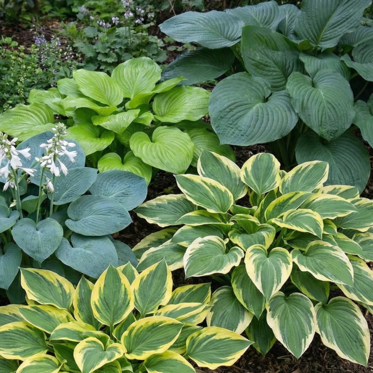 Hosta Pflanze Winterhart - Funkien Riesen Kollektion - 5 Wurzeln - Stauden Mehrjährig Winterhart - Mix von 5 Hybriden - Pflanzen aus Holland (kein Samen, zwiebeln und nicht künstlich)