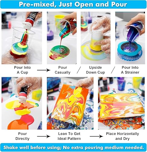 Miniatura 6 de Shuttle Art Pintura acrílica para verter, juego de 36 botellas (2 oz2.0 fl oz), suministros de vertido de pintura acrílica de alto flujo