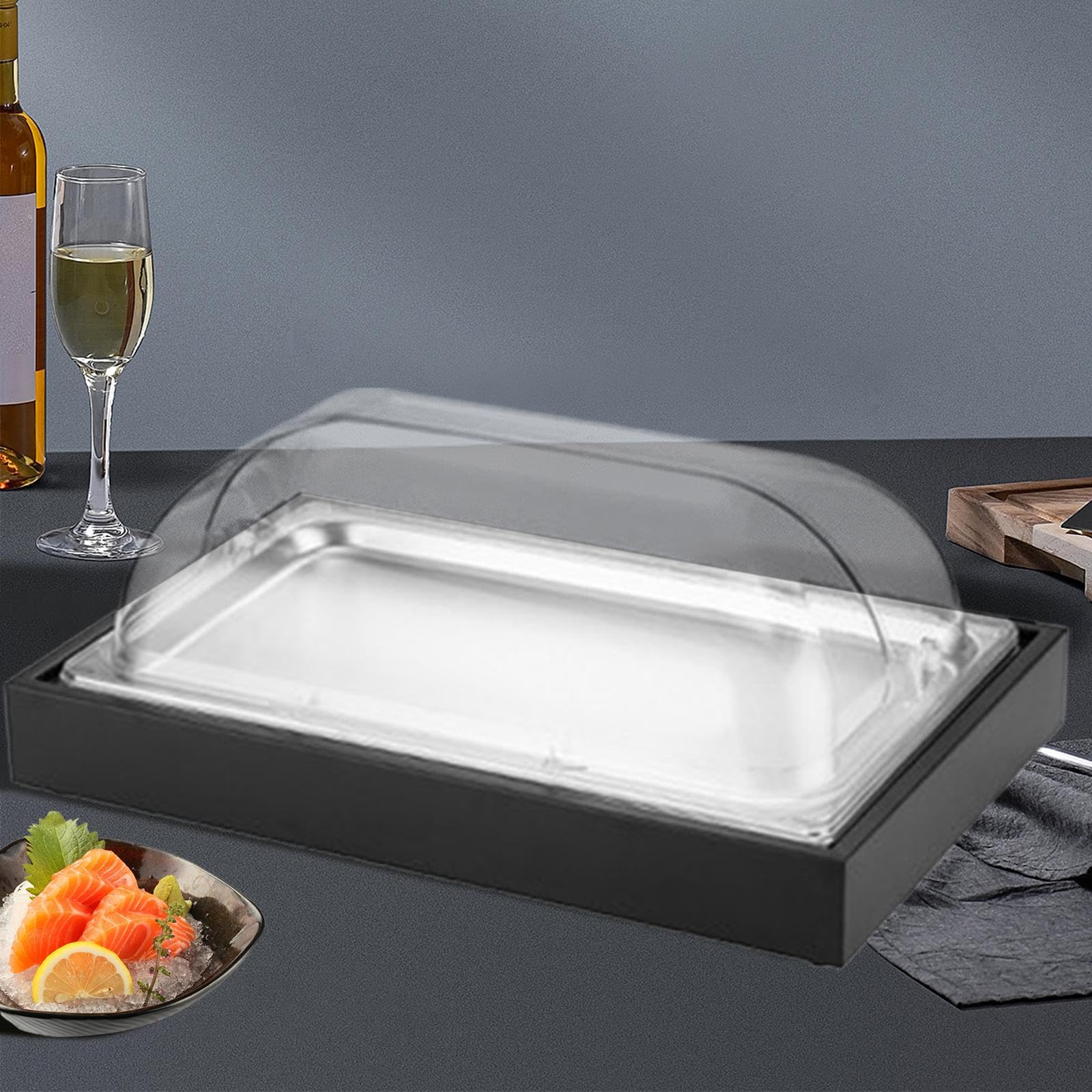Bandeja de Presentación para Servir Alimentos Fríos, Y Frutas, Elegante Bandeja para Servir Alimentos Fríos para Buffet, Plato de Presentació, Negro