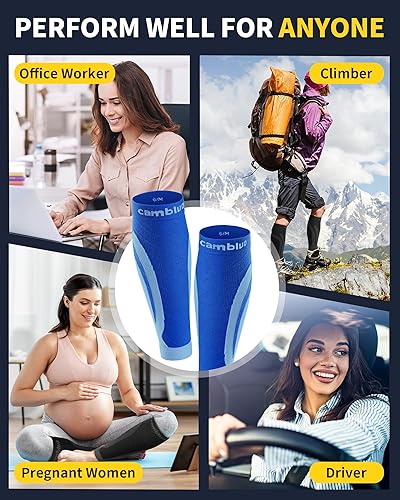 Vista 49 de CAMBIVO 3 pares de mangas de compresión de pantorrilla para hombres y mujeres, calcetines de compresión sin pies para espinillas, alivio del dolor
