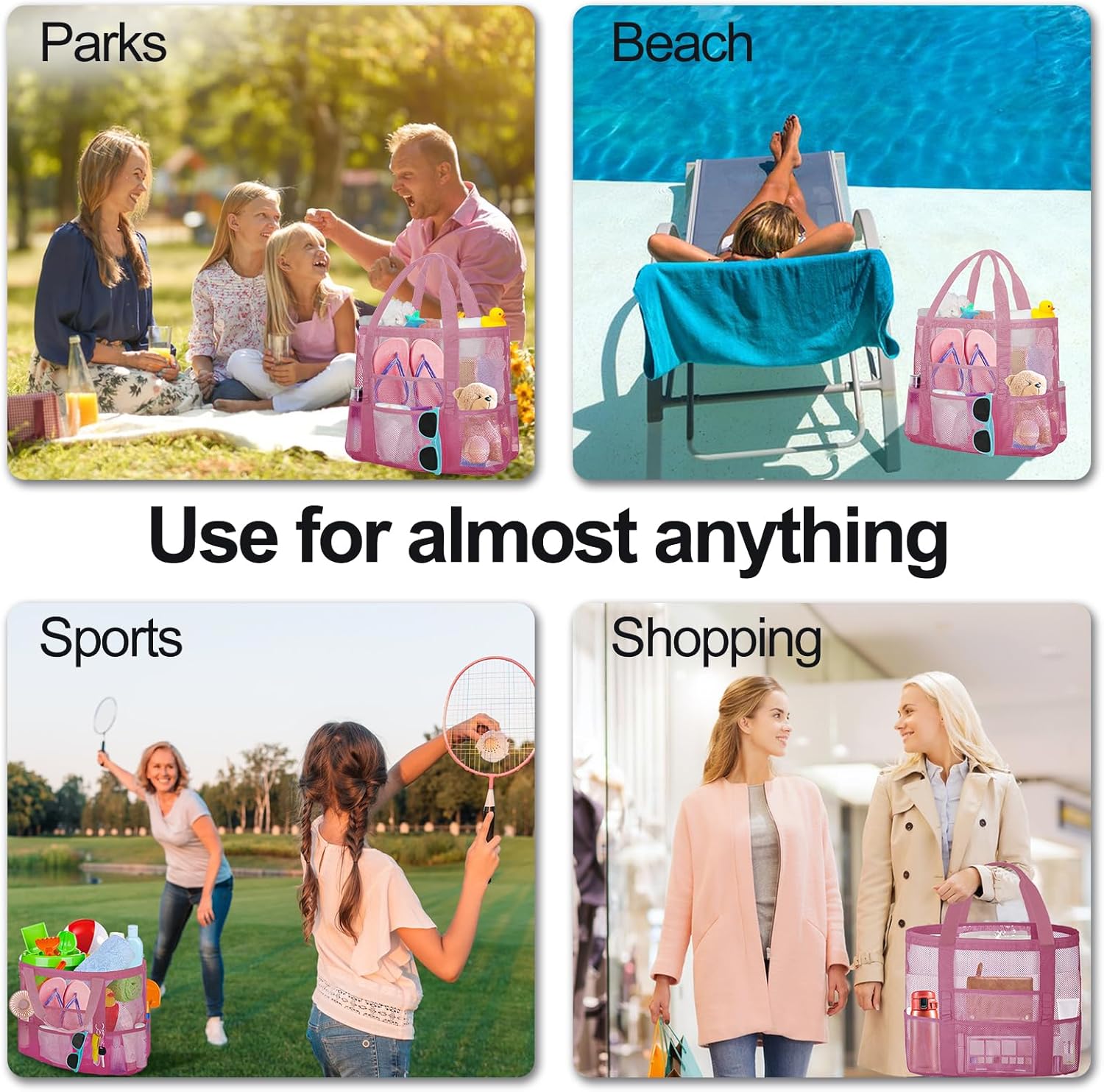 Mesh Beach Bags for Women - Plus Waterproof Sandproof Tote Bag - Image 6