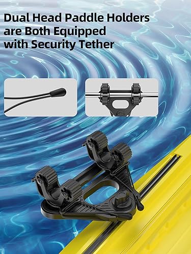 Miniatura 3 de Doble cabezal con soporte doble para remo de kayak, soporte de paleta de kayak con dos correas de seguridad, accesorios multifuncionales de montaje