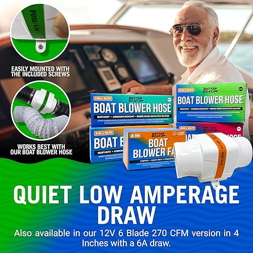 Miniatura 4 de Boat Blower Fan Inline 12V, High CFM Marine Engine Ventilation, 4 Inch or 3 Inch Duct Fan for Galley, Head and Bilge
