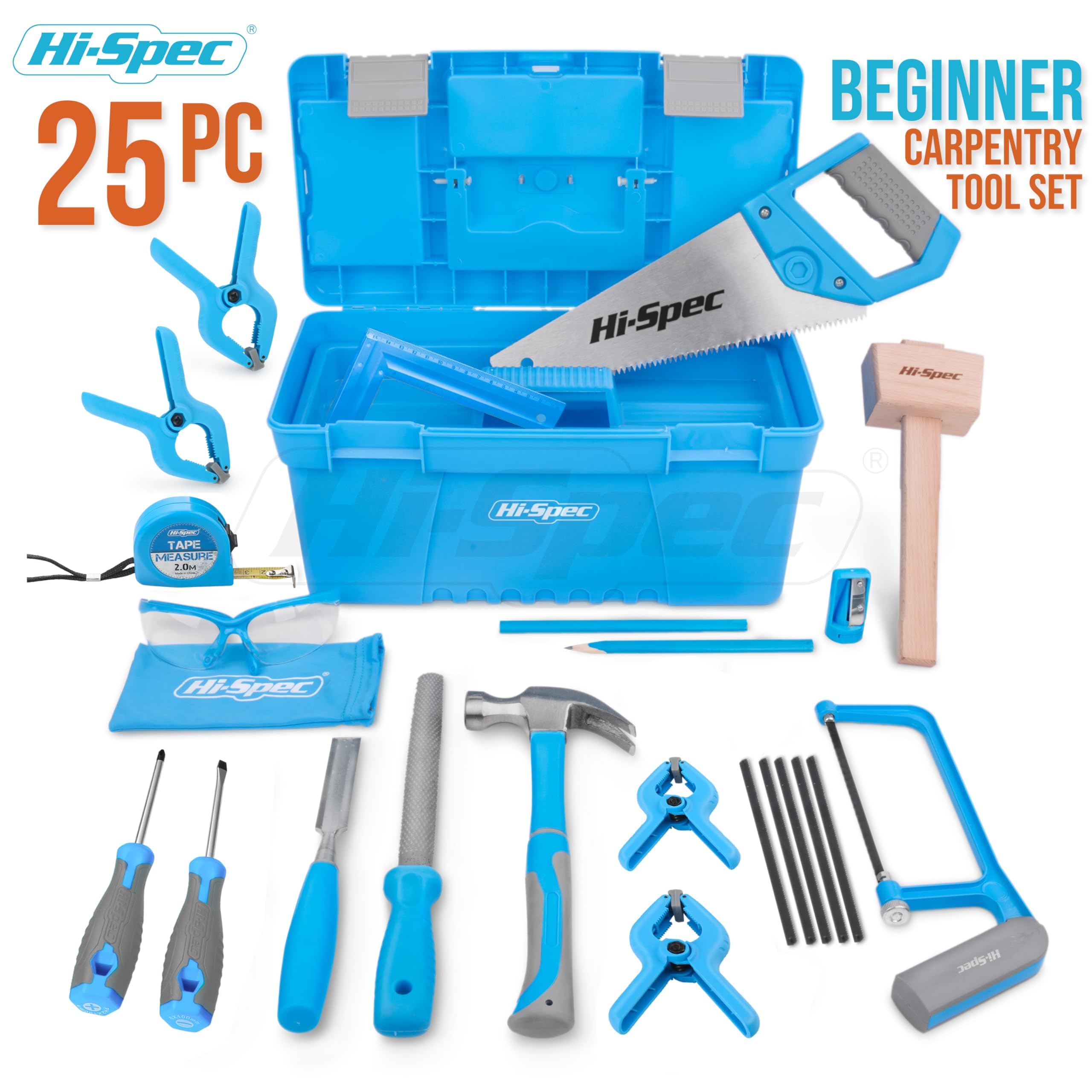 CARPENTER KIT VAN  金槌 Hi-Spec 25 Piece Beginner Carpentry Tool Set with Tool Box