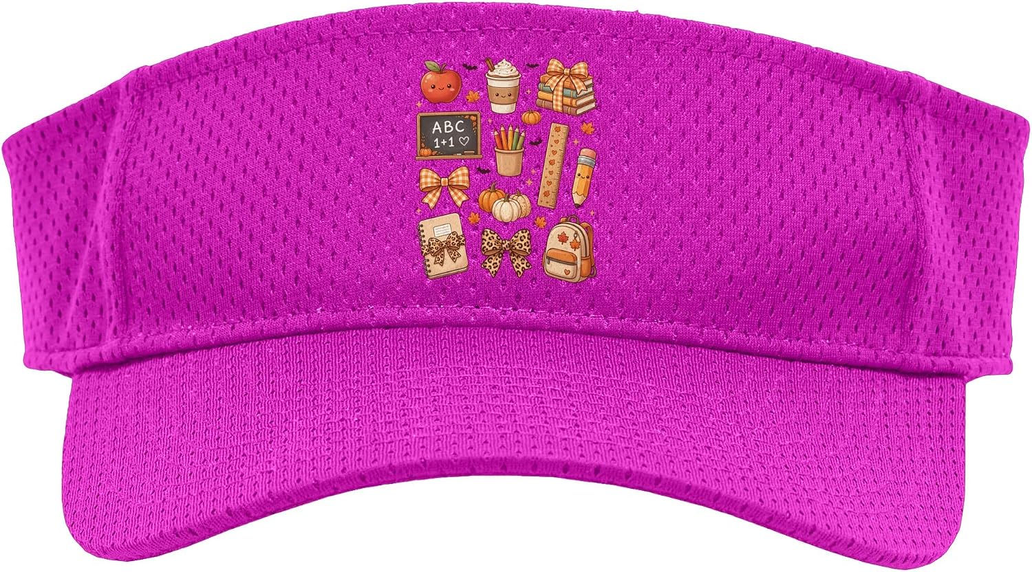 Cute Halloween Teacher Fall Pumpkin Bear School Bow Educator Sport Sun Visor
